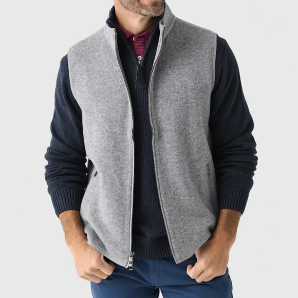 Peter Millar Men's Large British Grey Crown Flex Fleece Vest MSRP $495 - Picture 2 of 13